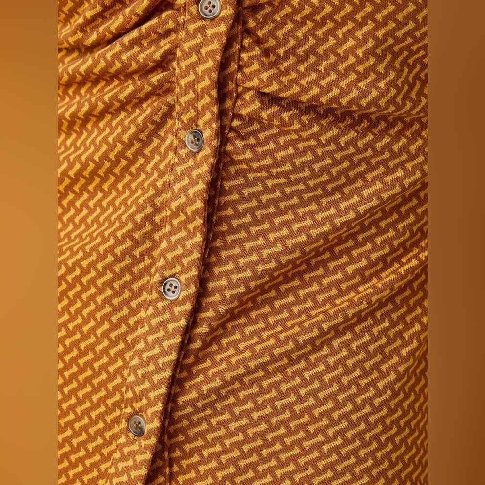 KOTON Buttoned Detailed Patterned Shirt Size M Mustard - Picture 7 of 17